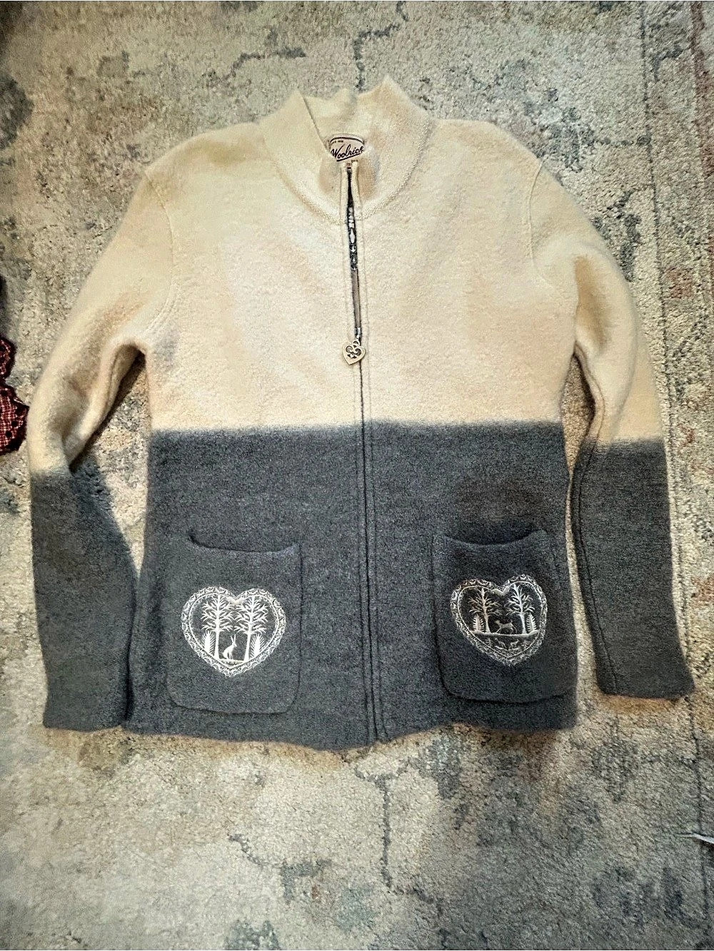 Woolrich Women Small Color Block Fleece Sweater Size Small